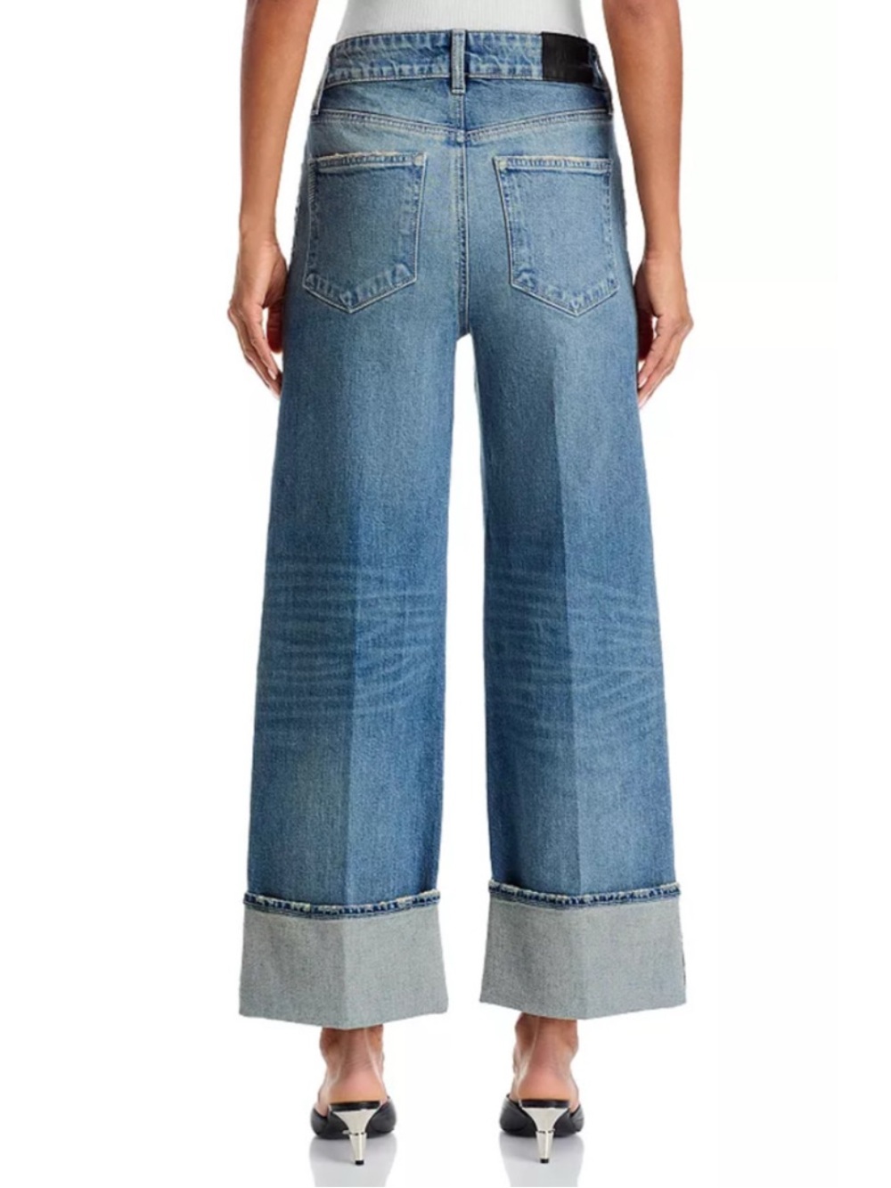 PAIGE Sasha Wide Cuff Ankle Jeans in Blue Note Distressed | 27 - Picture 3 of 13